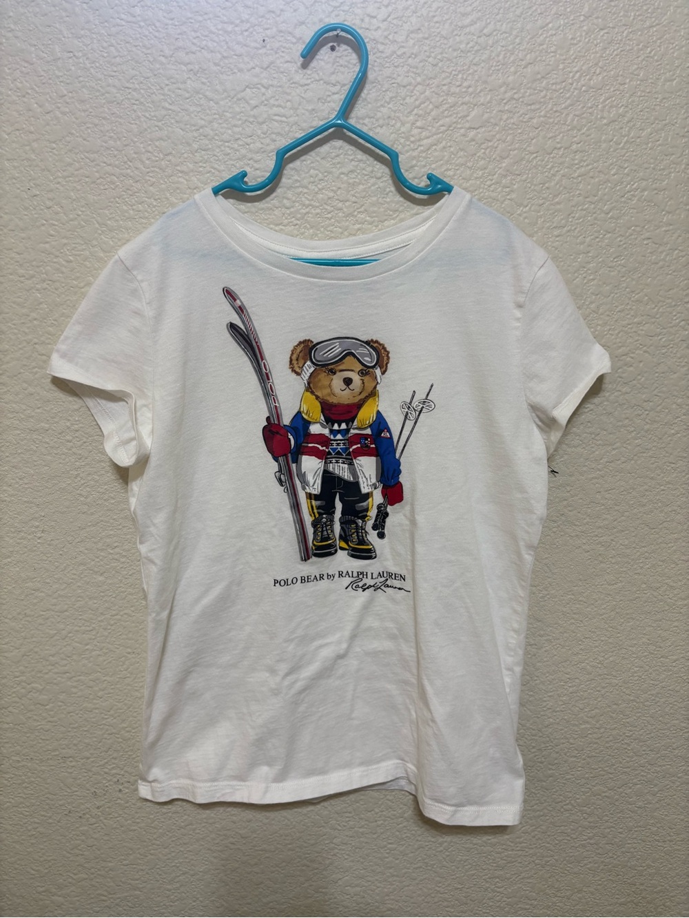Polo by Ralph Lauren White Tee with Ski Bear Graphic